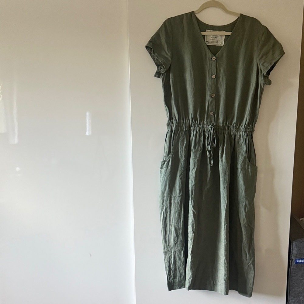 NotPERFECTLINEN Reine Dress, Forest green